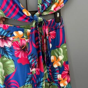 Tropical Floral Two-piece Maxi Dress